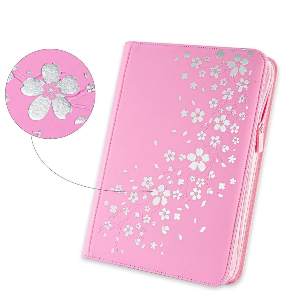 Sakura Embossed 9 Pocket PU Zipper Card Binder 360 Pockets Trading Card Album for Pokemon TCG YuGiOh MTG Sports Game Cards Coll