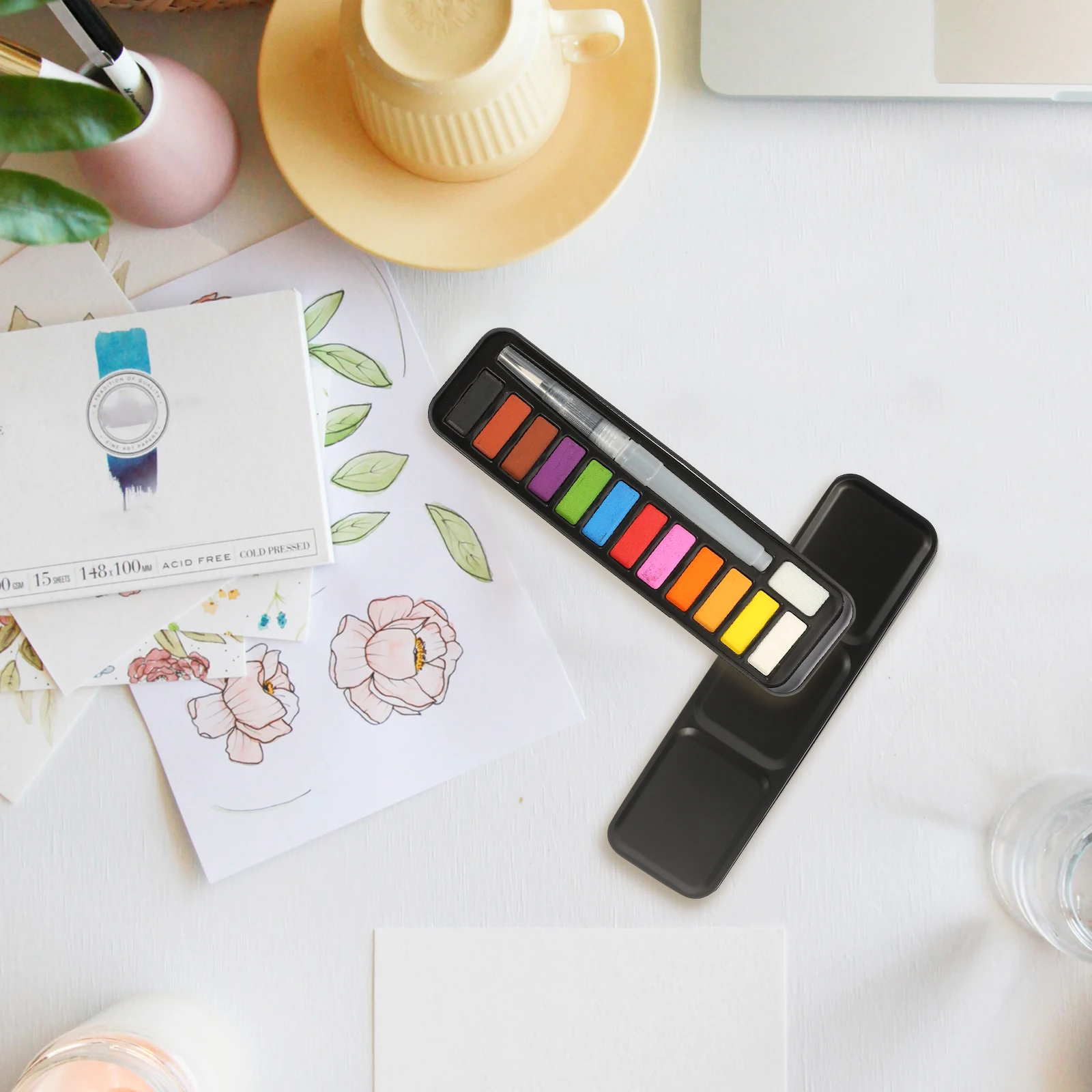 

Watercolor Paint Set for Beginners Kids Travel Solid Pigment Art Supplies Mixed Card Safe Material DIY Painting Tools