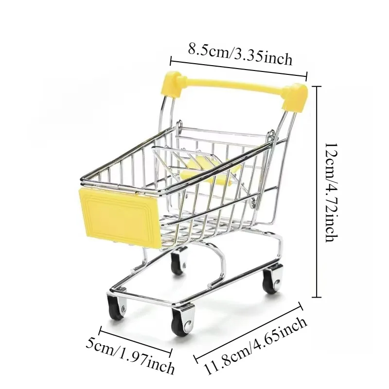 1PC Mini supermarket shopping cart toy trolley desktop metal model crafts home decorations