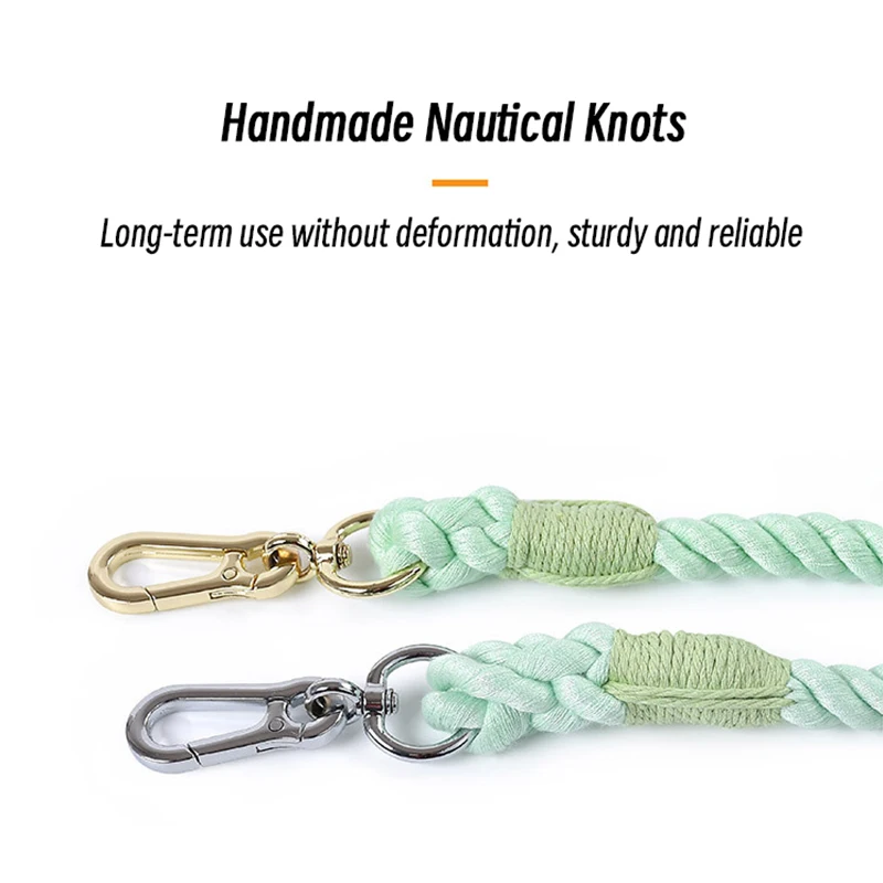 Short Lead Dog Cat Leash Traction Braided Cotton Rope 360 Direction Hool Buckle For Medium Large Pet Supplies Gold Accessories