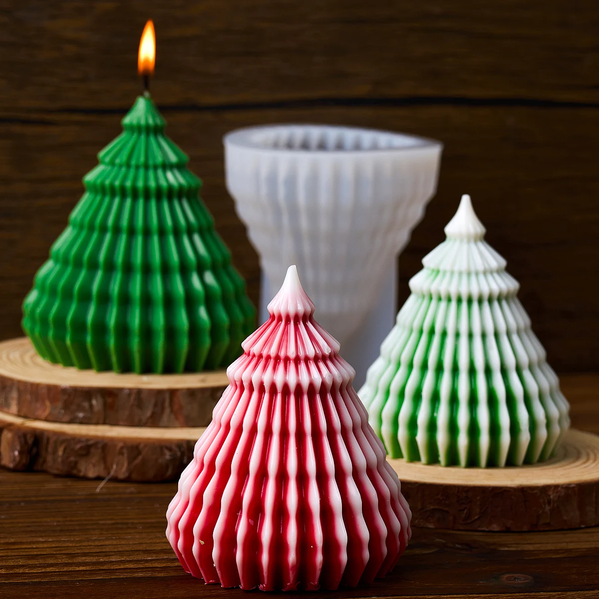 Origami Christmas Tree Silicone Candle Mold DIY Xmas Ornaments Making Soap Plaster Resin Craft Molds Home Party Decor Supplies