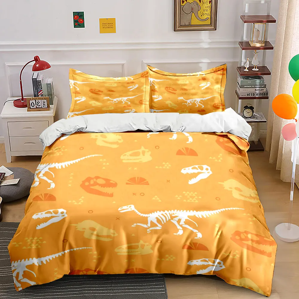 Dinosaur Skeleton Art Set Bedding Set with 1 Duvet Cover 2 Pillowcases Single Double King Queen, Gift