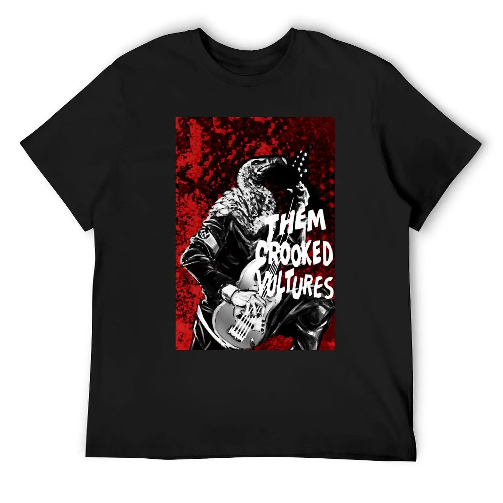

Them crooked vulture playing on the guitar, red background T-Shirt hippie clothes anime stuff t shirt for men
