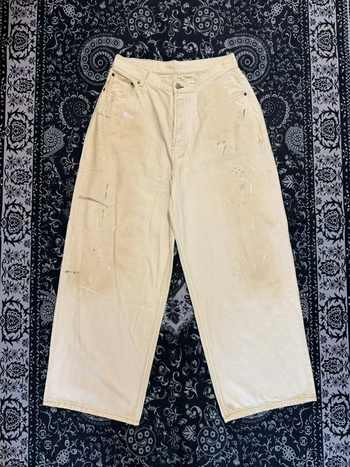 Calças Jeans Largas e Soltas Ac1981 com Bolsos Unissex, Calças Casuais de Verão com Pernas Retas para Homens e Mulheres