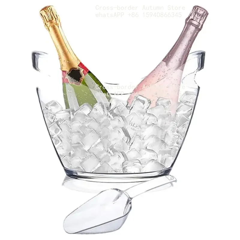 Clear Ice Bucket Beverage Tub with 2 Scoops Handle Cooling Large Ice Bucket for Wine Champagne Bar Supplies for Family reunion