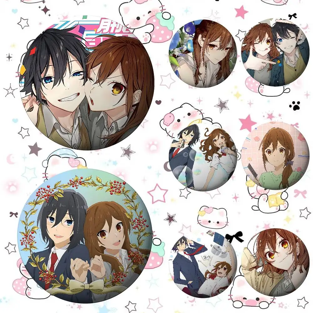 Cartoon H-Horimiyas Badges Peripheral Lapel Pins Tinplate Round Brooch For Shoulder Bag Accessories Souvenir Gifts