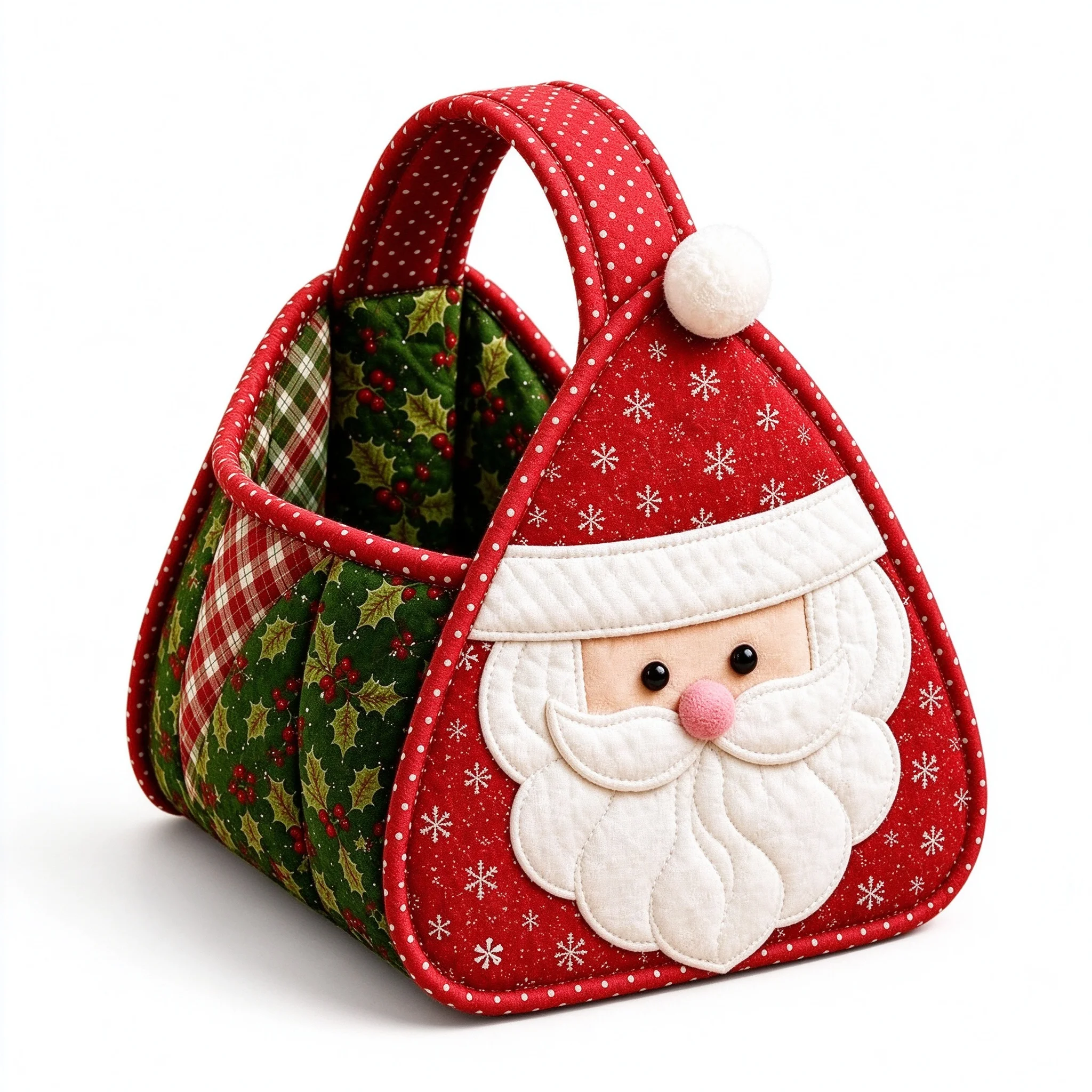 DIY Quilted Christmas Character Storage Basket Kit, Fabric Tote Handbag, Home Decor Organizer for Holiday Gifts & Supplies