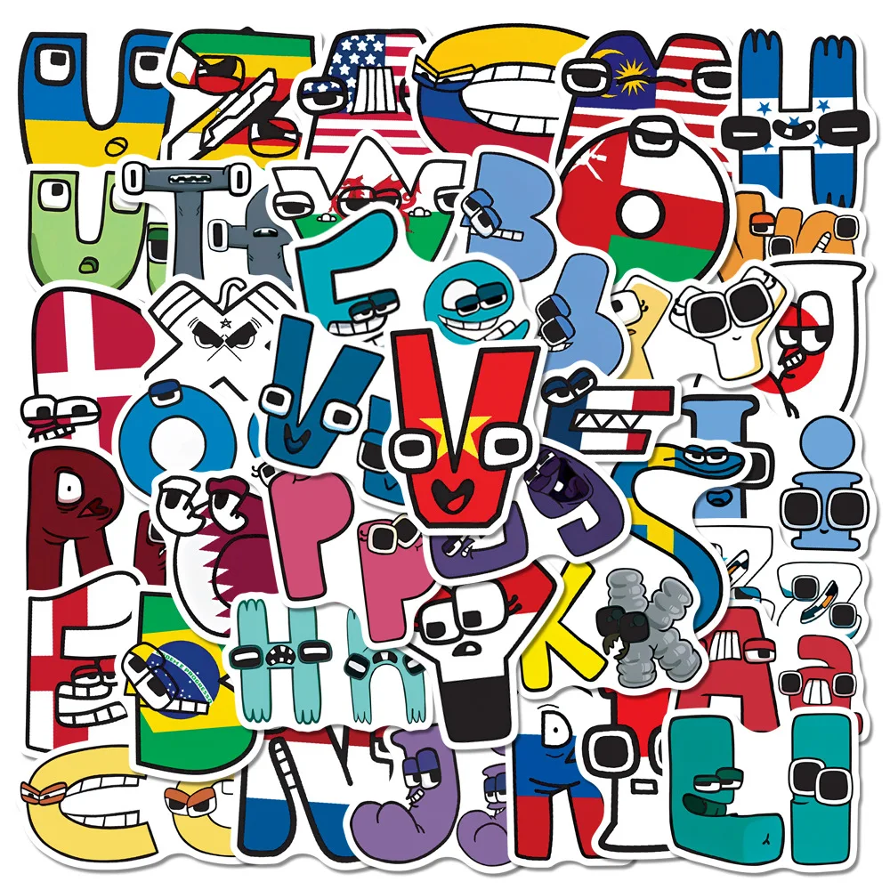 

50Pcs Creative Letter Series Graffiti Stickers Suitable for Laptop Helmets Desktop Decoration DIY Stickers Wholesale