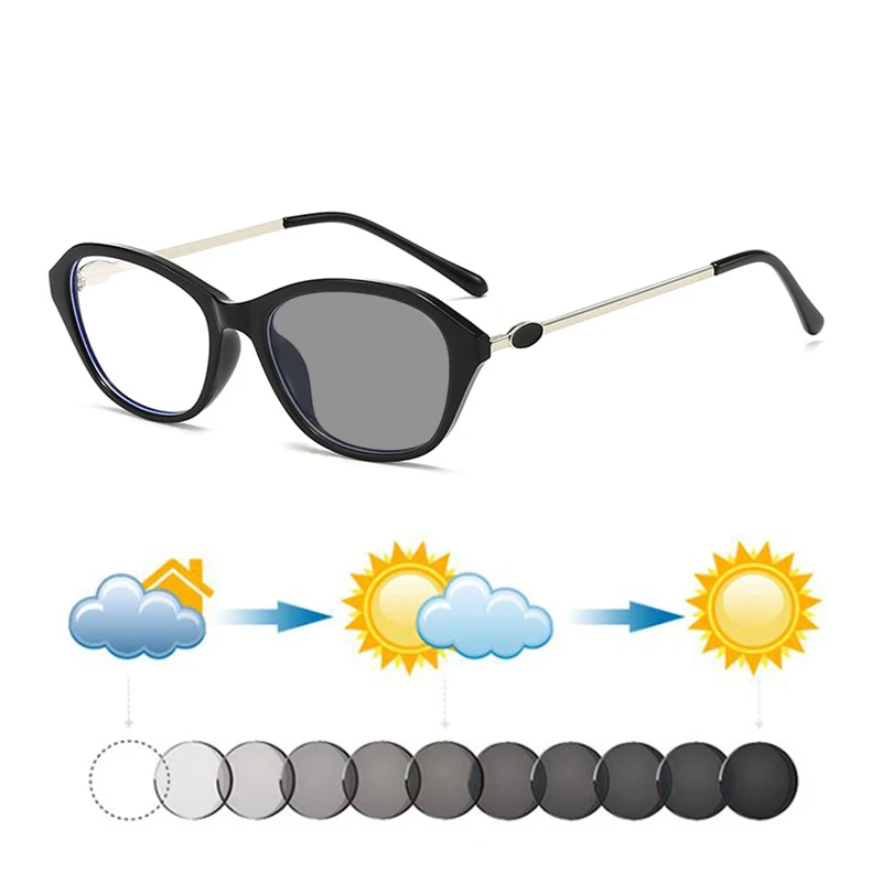 

Новые модные женские фотохромные солнцезащитные очки «кошачий глаз» для чтения, очки для дальнозорких, темные очки для вождения и путешествий