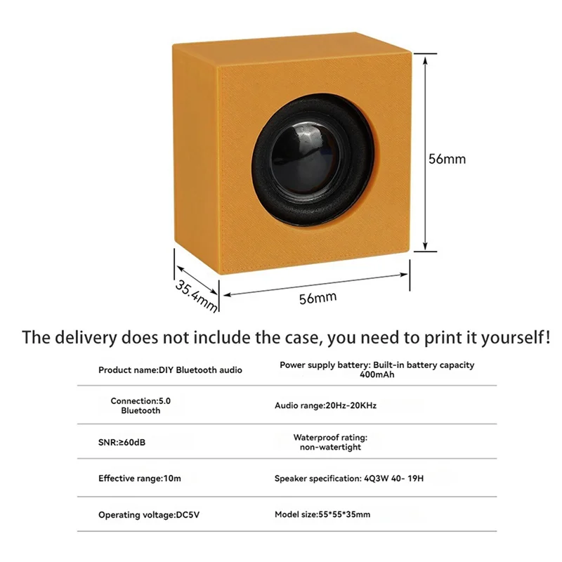 -ESTR 3D-печать DIY Bluetooth-динамик комплект BT5.0 стереоусилитель DIY мини-динамик DIY комплект аксессуары для 3D-печати