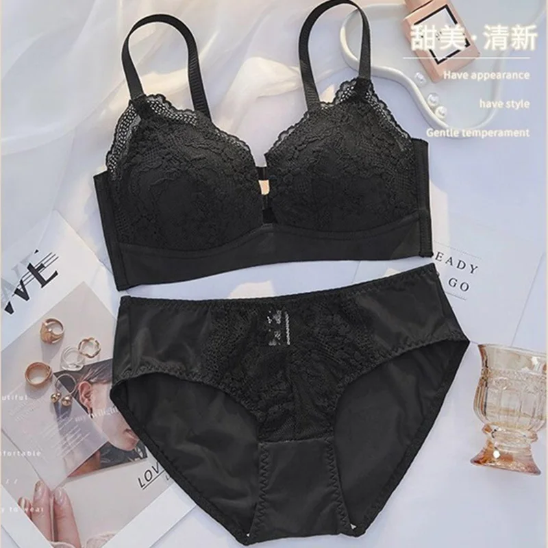 White Lace Bras and Panty Sets for Women Cute Tiny Holes Breathable Seamless Bras Push Up Lingerie Set Bralette Mujer Lenceria