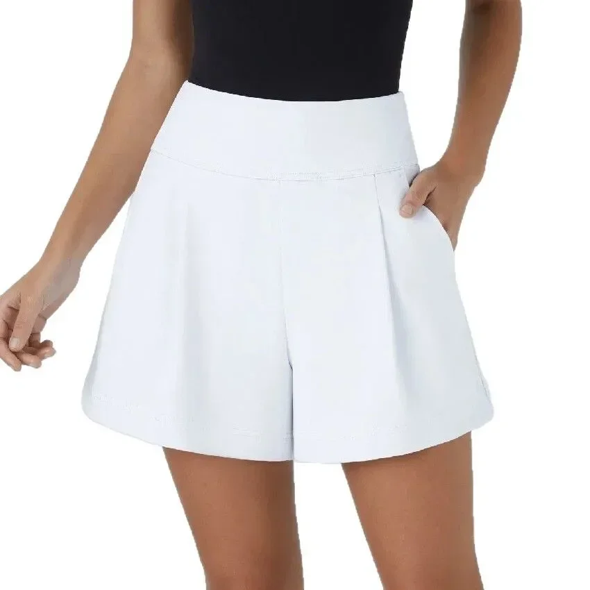 Pop High Waist Yoga Shorts Women's Summer Running Fitness Loose Casual Breathable Sport Shorts Double Pocket Five-Quarter Length