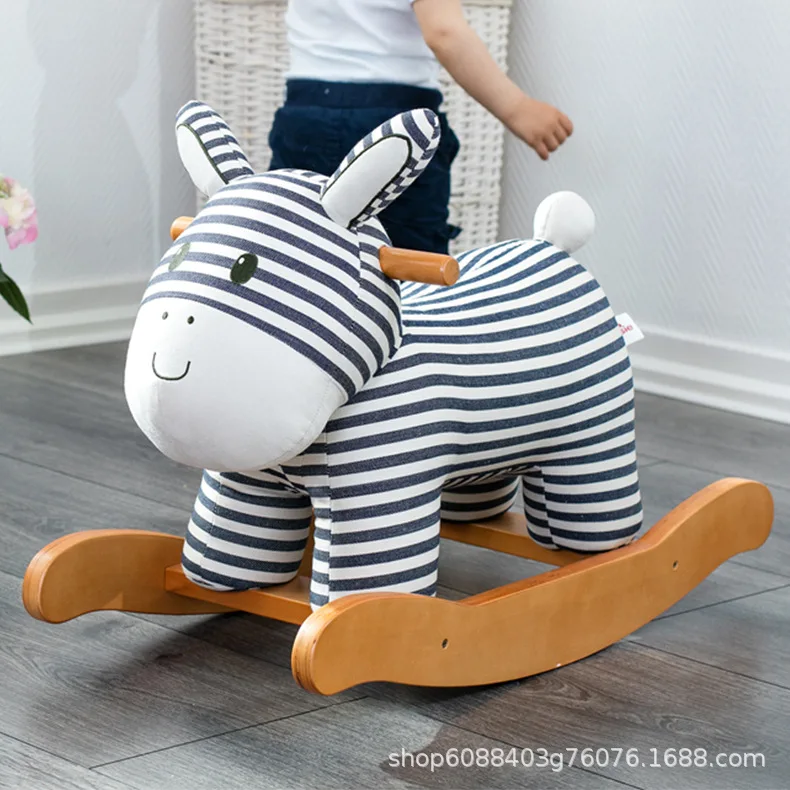 Animal Adventure | Real Wood Ride-On Plush Rocker | White and Pink Unicorn | Perfect for Ages 3+