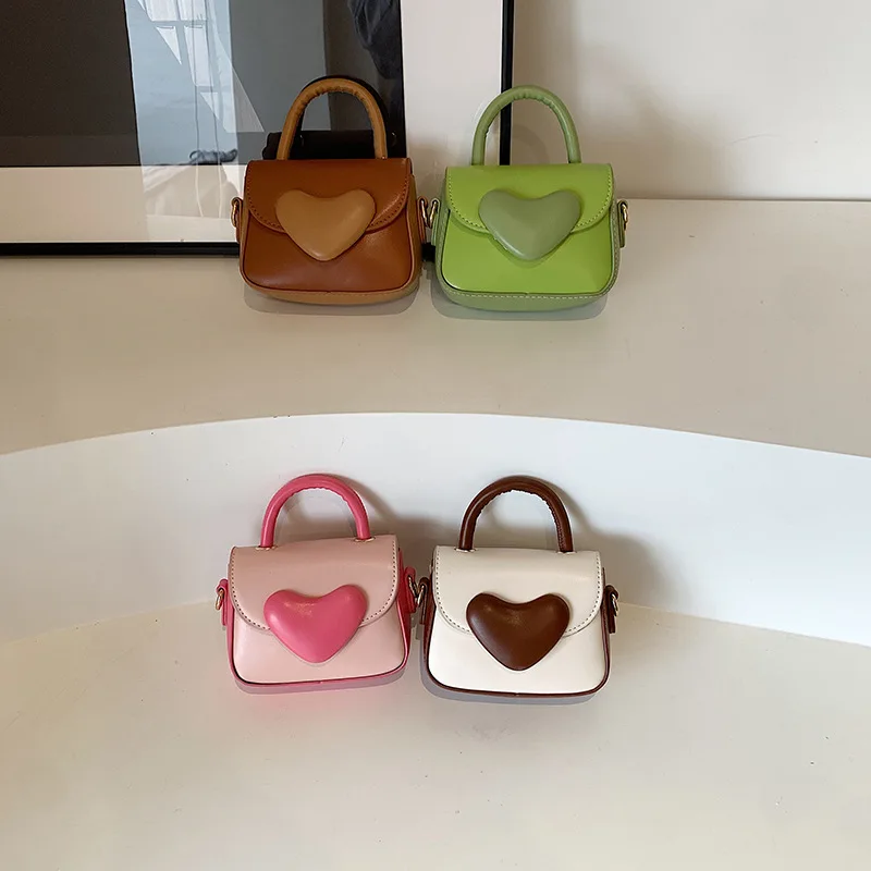 2024 Nieuwe Kinderhandtas Lieve En Schattige Kleine Meisje Crossbody Tas Love Candy Color Meisjes Schoudertas