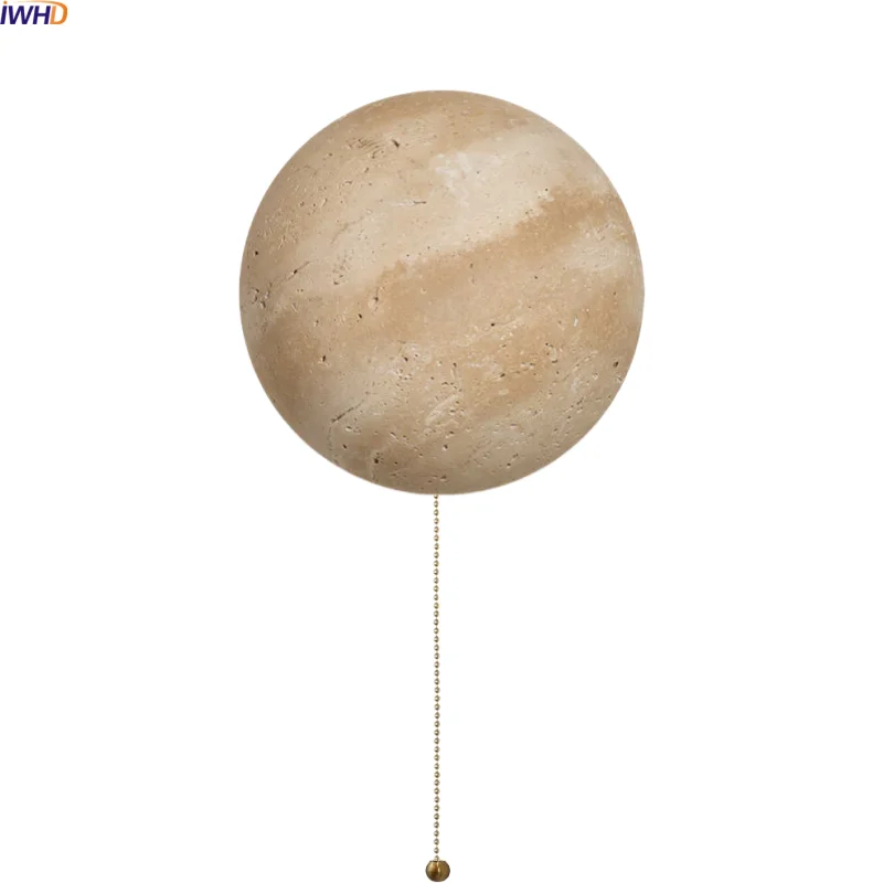 

IWHD Japanese Wabi Sabi LED Wall Lamp With Switch Indoor 220v 110v Yellow Travertine Kitchen Bathroom Mirror Light Lampara Pared