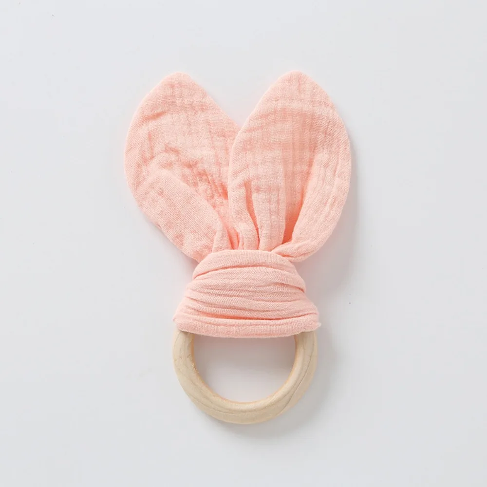 

Soft Baby Wooden Hand Grasp Toy Natural Wooden Sensory Toy Newborn Teething Ring Bracelet Rattle Rabbit Ears Chewing Appease Toy