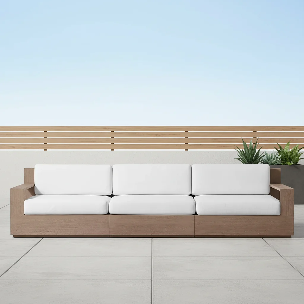 #Luxury Garden Classic Sofas Teak Wood Outdoor Three Seater Sofa