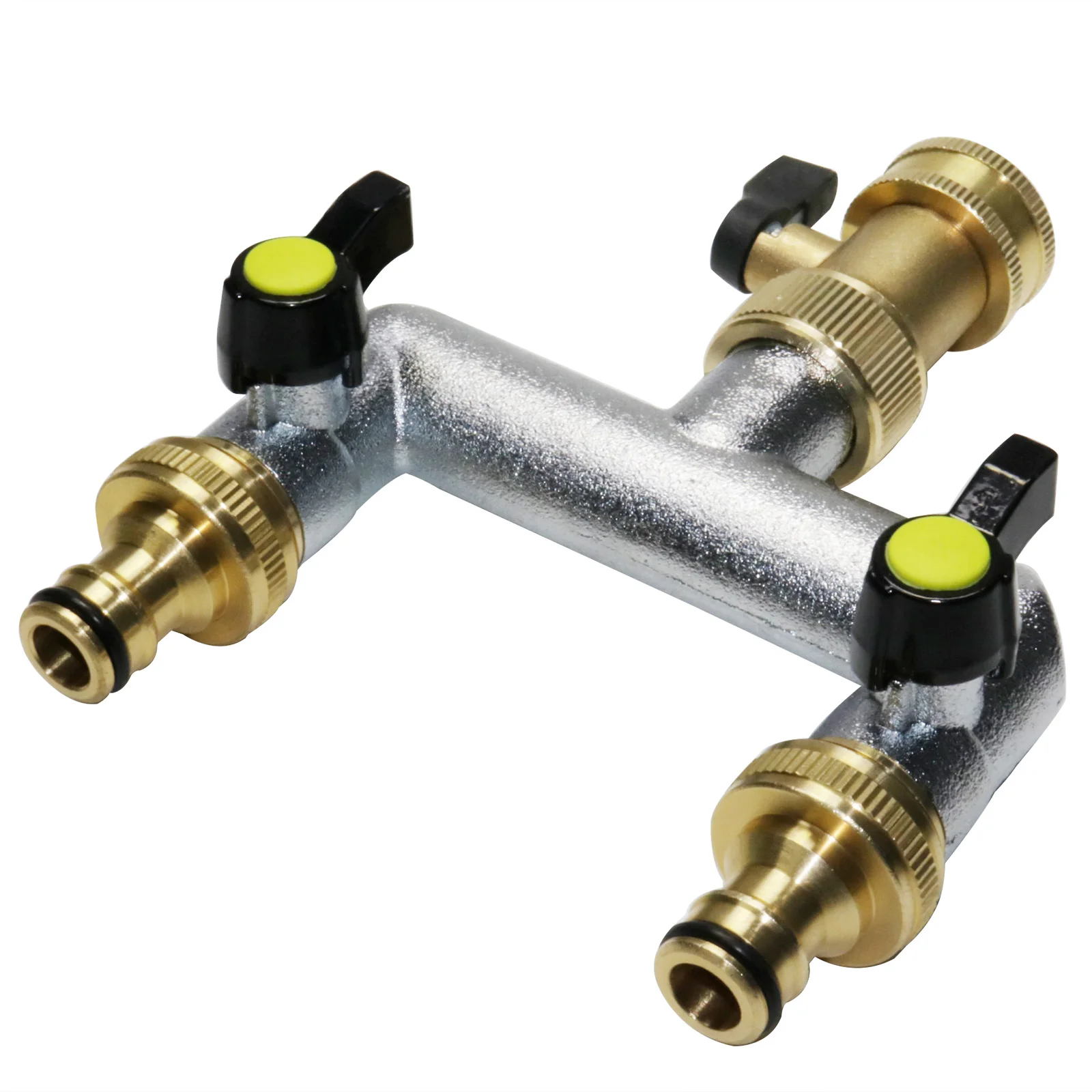 3/4'' Copper nipple dual control water divider, car wash water pipe connection nozzle Copper valve, garden irrigation pipe joint