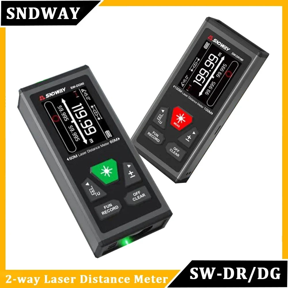 SNDWAY SW-DG60 DG100 DR60 DR100 Laser Distance Meter 2 Way Laser Measure Meter Rangefinder Red Green Laser Two-way Range Finder