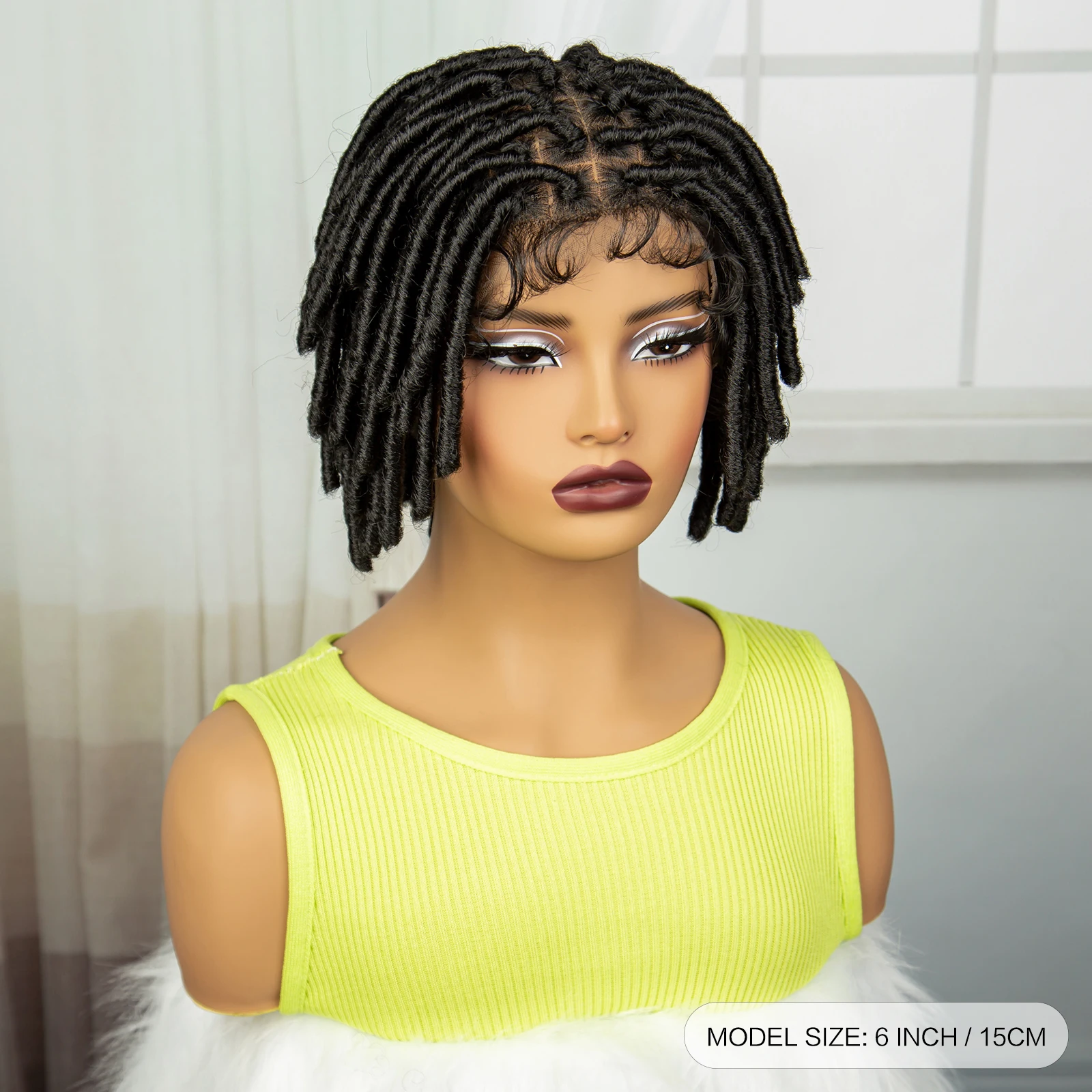 Dreadlocks corti parrucche intrecciate per le donne parrucche per capelli intrecciati senza nodi quadrati in pizzo sintetico Twist Natural Locs Crochet Wig