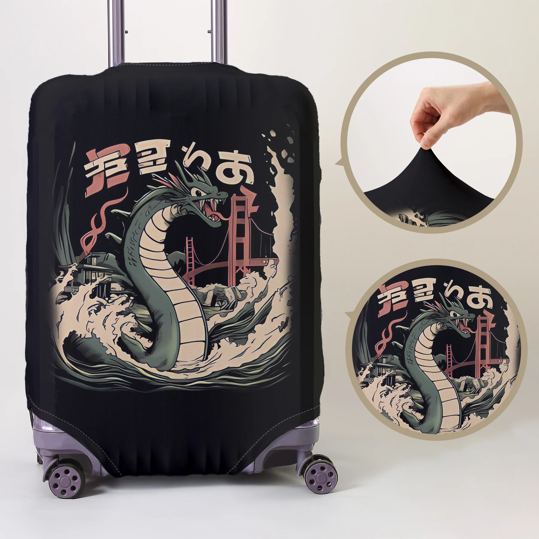 

Защитный чехол для багажа с узором в виде восточного дракона, подходит для чехлов для багажа размером 18-32 дюйма, чехлов для ручек багажа, дорожных аксессуаров.
