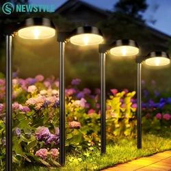 Luces solares para camino al aire libre, luces de jardín impermeables alimentadas por energía Solar, iluminación de paisaje, decoración de pasarela, súper brillante, cálido/blanco