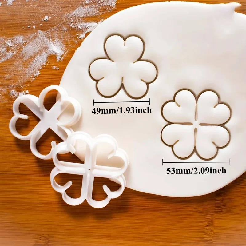 St. Patrick's Day Clover Four-leaf Clover DIY Plastic Cookie Embosser Mold Fondant Biscuit Cutter Mould Baking Cake Decor Tools