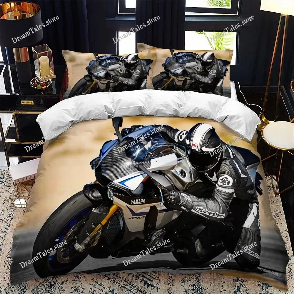 

Motocross Rider Bedding Set Extreme Sports Theme Duvet Cover Teens Motorcycle Comforter Cover Dirt Bike Polyester Quilt Cover