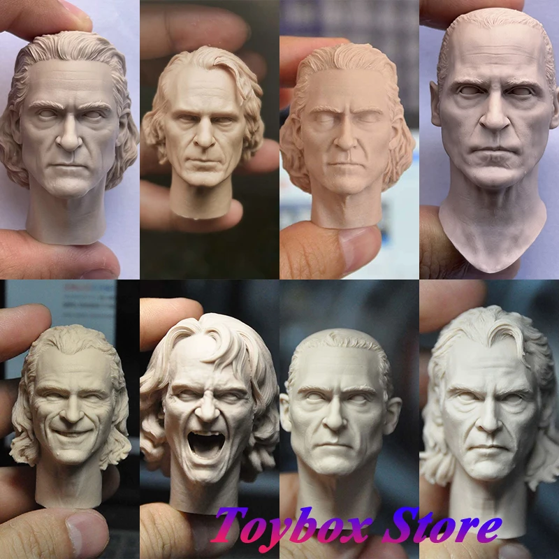 

1/6 Joaquin Phoenix Comic Villain Unpainted Head Sculpt Classic Clown Role Carving Model Toys Accessory For 12" Male Figure Body