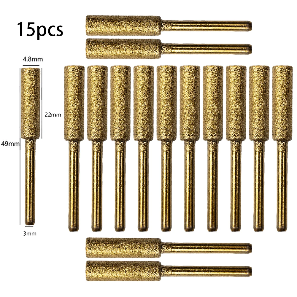 Burr Stone File for chainsaw Sharpener For Metal Polishing Grinding Heads Grinding Machines Parts 15* 15PCS 4/4.8/5.5mm