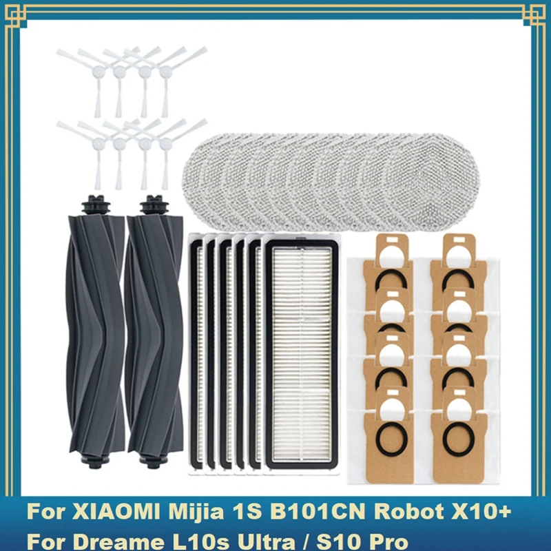 34PCS Accessories Kit For Xiaomi Mijia Omni 1S B101CN Robot X10+ Dreame L10S Ultra / S10 Pro Robot Vacuum Cleaner Parts