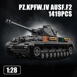 1419PCS 1:28 Panzer IV Tank Bricks Model Military Armored Vehicle Small Particle Building Blocks Toys Collection Ornament Gifts