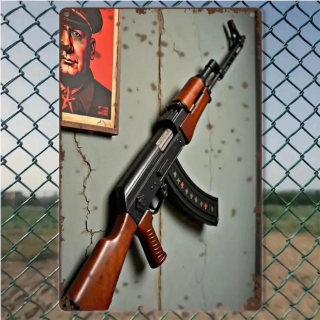 True Man's Toys Militär-Metallschild, 20,3 x 30,5 cm, Retro-AK47-Wandkunst-Dekor