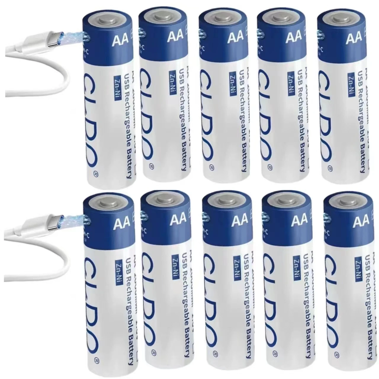 10pcs/lot 1.6V AA rechargeable battery Ni-Zn 2000mWh USB rechargeable battery charges via Type-C cable