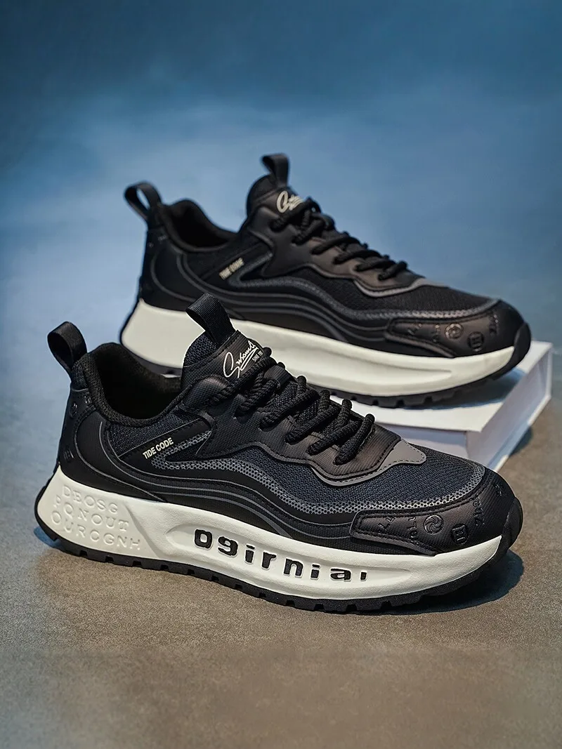 Men's Sport Shoes Anti-Slip Wear-Resistant Heightening Soft Bottom Casual Running Shoes for Men All Match Trendy Athletic Shoes