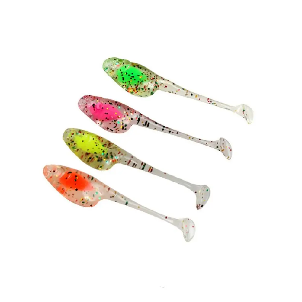 20PCS Durable TPE Fishing Soft Lures Green Pink Yellow Orange 5cm 1.3g Artificial Lures Soft Floating Minnow Baits Fishing