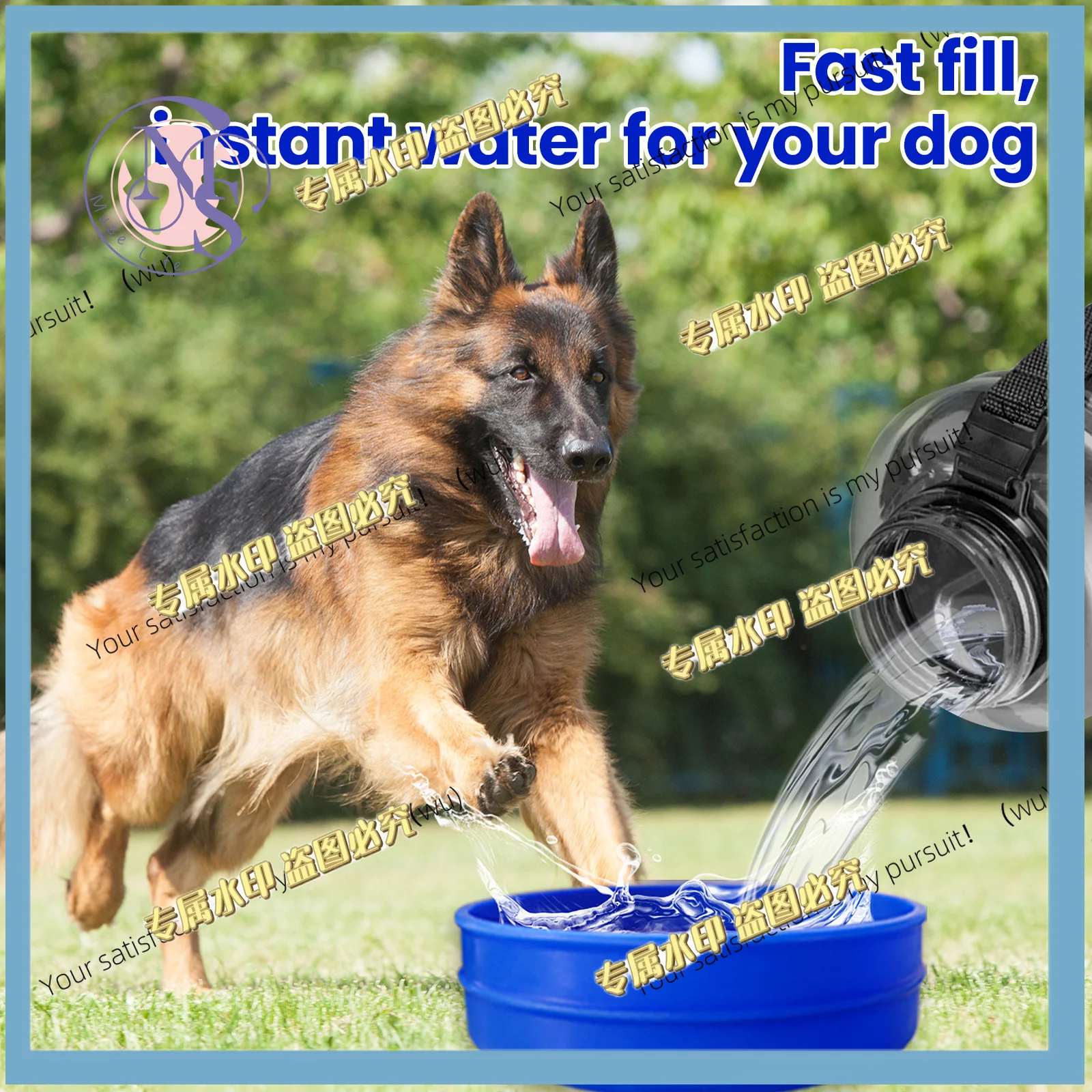 50 oz portable dog drinking bottle, travel, leak-proof design, suitable for large pets