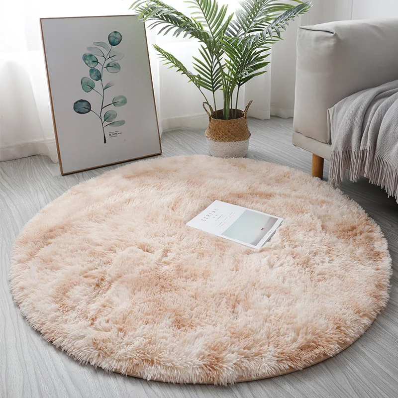 VIKAMA Simple Velvet Carpet For Living Room Coffee Table Rug For Bedroom Vanity Table Round Carpet Anti-Slip Home Decoration