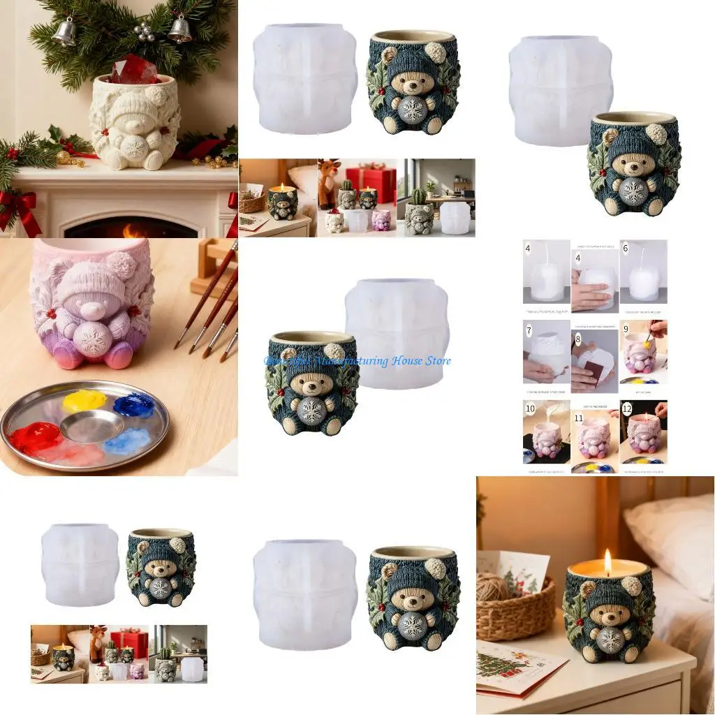 E56A Reusable Bear Silicone Mold For Handmade Jewelry Storage Containers Gifts