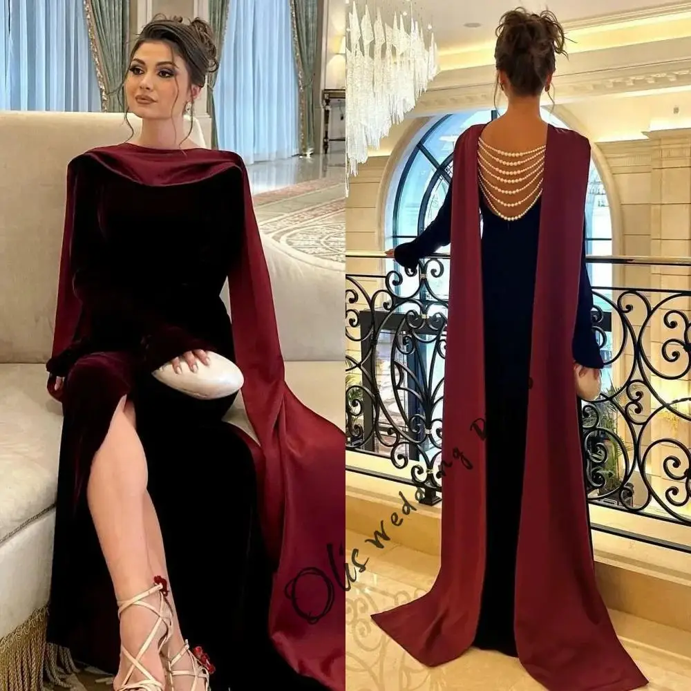 customized Exquisite Asymmetrical One-Shoulder Mermaid es Beading Velour Customized Saudi Arabia es2025