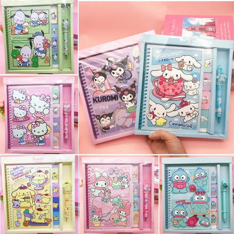 2024 New Sanrio Kuromi A5 Split Page Coil Book With Acrylic Neutral Pen Gift Box Cinnamonll Hand Ledger Wholesale