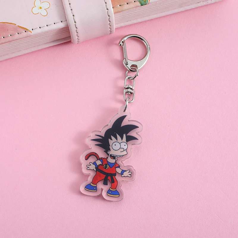 Simpsons Anime Lilo and Stitch Pendant Keychains Holder Car Key Chain Key Ring Mobile Phone Bag Hanging Jewelry Gifts