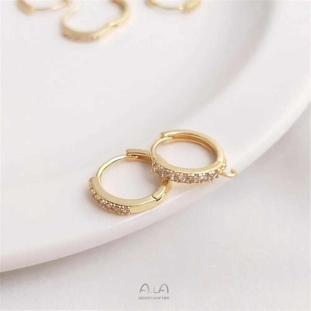 14K Gold Plated Zircon Earring ring with open drop ring Circular earclip DIY fashion earclip accessories