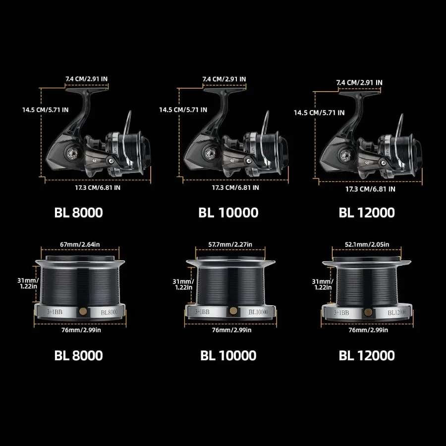 بكرة صيد دوارة كبيرة 8000 10000 12000 مع قوة سحب 20 كجم للمياه المالحة في الشاطئ والخارج لصيد الأسماك BacklashFr #3