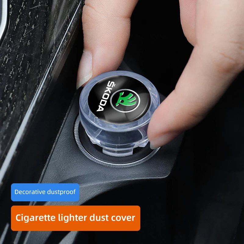 Car Cigarette Lighter Cover DustProof Decoration Cap For Skoda Fabia Superb Yeti Octavia Enyaq Rapid Kodiaq Kamiq Karoq Scala A7