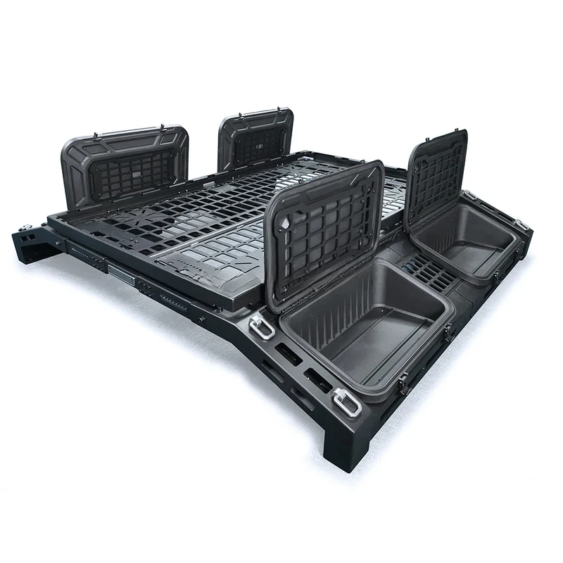 

Hot Selling Universal Pickup Truck Bed Roll Bar Cross Bars & Overland Roof Rack with Tool Boxes