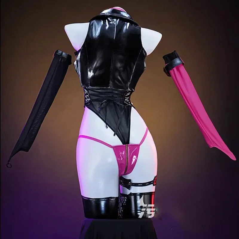애니메이션 혼카이 스타 레일 카프카 코스프레 코스튬 여성 섹시한 가죽 점프수트 재킷 세트, 섹시한 란제리 바디수트, 할로윈 소품