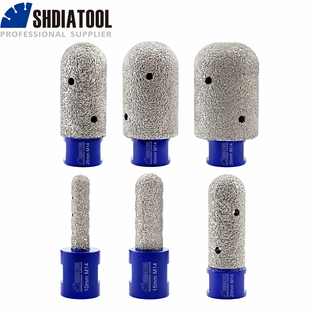 

SHDIATOOL Dia 10-35mm M14 Thread Diamond Finger Milling Bits End Round-Head Cutter Tile Stone How Saw Enlarge Grinding Shape