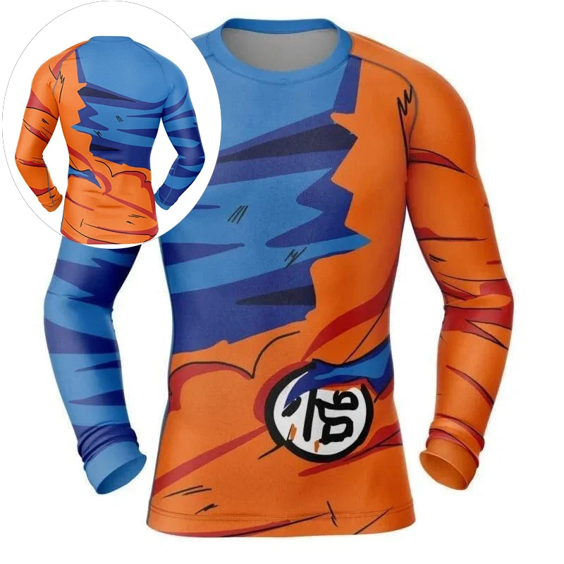 

2026 Spring Autumn Oversized Dragon Ball Tee Goku Kanji 3D Print Polyester Retro Loose Long Sleeve Sports T-Shirt Breathable Y2k