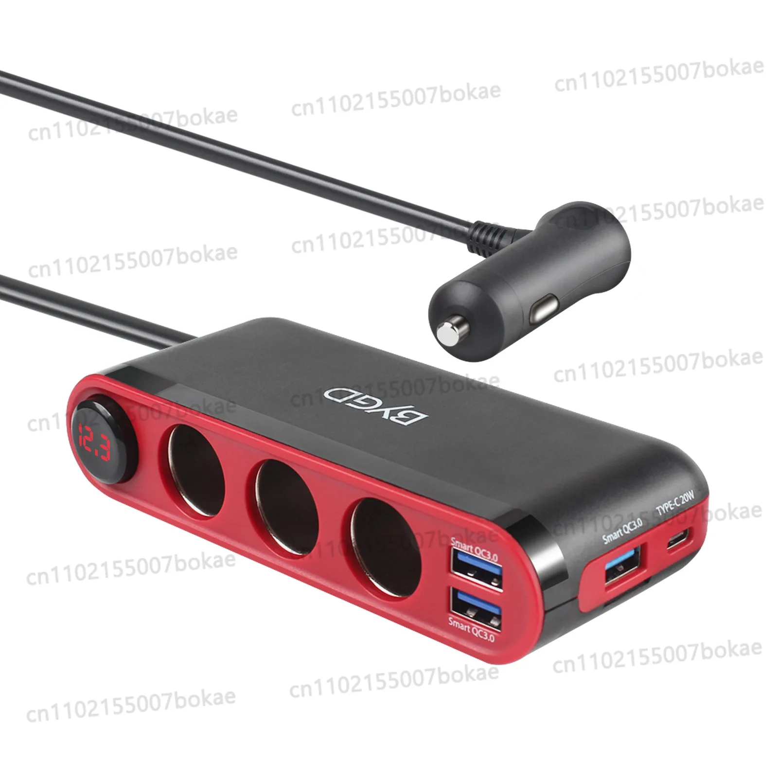 Minimum order quantity:20g. car cigarette lighter adapter, 3-in-1 with switch and voltage display, 4 usb ports, 240w car charger